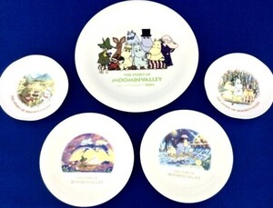 ムーミン 絵皿 陶器 食器 飾り皿 5枚 プレート moomin ムーミントロール スナフキン リトルミィ スニフ 非売品 中古品 美品 管51172521