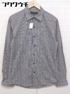 ◇ green label relaxing グリーンレーベル UNITED ARROWS チェック 長袖 シャツ サイズL ブラック ホワイト メンズ