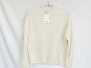 ○ 未使用タグ付き UNIQLO ユニクロ 3Dカシミヤクルーネックセーター（長袖）Sサイズ ホワイト系 251-461079 レディース