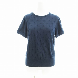 ビームスボーイ BEAMS BOY Tシャツ カットソー ニット 半袖 ドット柄 紺 ネイビー /TN 0822 ■MA レディース