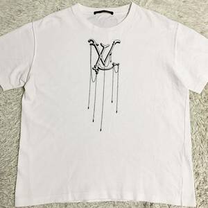 極美品 ルイヴィトン 【現行モデル】 LOUIS VUITTON 半袖 tシャツ カットソー トップス エンブロイダリー LV ロゴ 白 メンズ サイズS