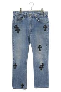 クロムハーツ U VNTG JEAN BLU/ORNG TAB サイズ:32インチ クロスパッチ付きウォッシュド517デニムパンツ 中古 SJ02