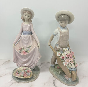 ◆LLADRO リヤドロ 花のバスケット FLOWERS IN THE BASQET 花車を押す少年 Wheelbarrow with flowers フィギュリン◆