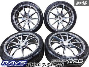 廃盤 軽量！ RAYS レイズ VR G25 鍛造 18インチ 7.5J +48 ミシュラン 225/40ZR18 タイヤ付 ホイール 4本 VAB WRX STI VMG VM4 レヴォーグ