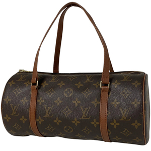 ルイ・ヴィトン Louis Vuitton パピヨン 30 バレルバッグ 筒型 旧旧型 ハンドバッグ モノグラム ブラウン M51365 レディース 【中古】