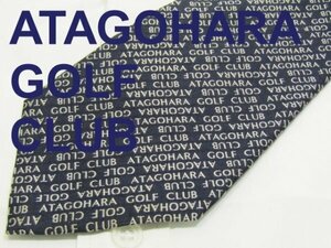 【ご当地 ゴルフ】C 982 愛宕原ゴルフクラブ ATAGOHARA GOLF CLUB ネクタイ 紺色系 ATAGOHARA GOLF CLUB文字ロゴ柄ジャガード