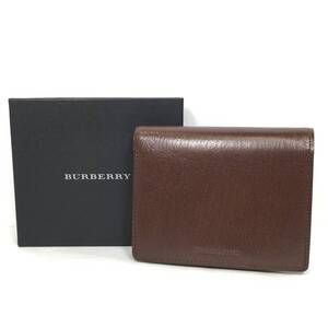 ＊【未使用】BURBERRY ノバチェック 二つ折り 財布 ウォレット 札入れ 小銭入れ レザー ブラウン 茶色系 バーバリー 箱付き