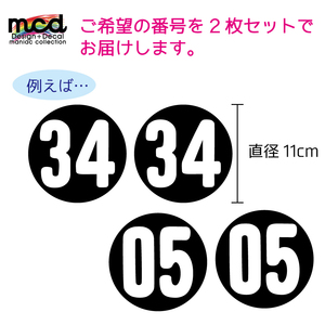 ゼッケンステッカー ブラック 11cm 2枚セット レース バイク ナンバー 番号 オフ車 オフロード ワンポイント