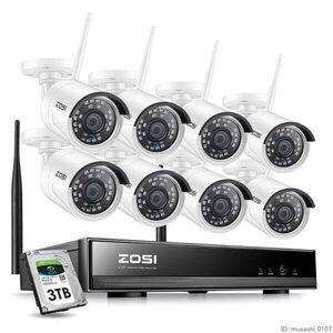 ZOSI 8CH CCTV システムワイヤレス 1080 720P NVR 8個 屋外 P2P Wifi セキュリティカメラ uz-2245