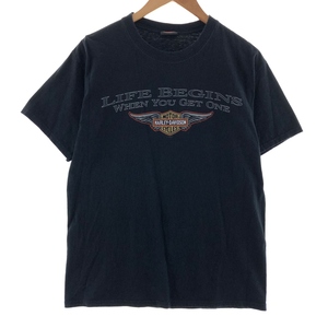 古着 00年代 ハーレーダビッドソン Harley-Davidson HANES ヘインズ 両面プリント モーターサイクル バイクTシャツ メンズM /eaa382748