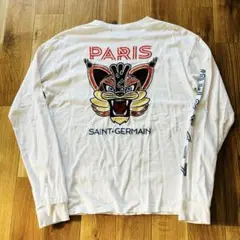 【USED】PSG　パリ・サンジェルマン　特大リンクス刺繍　長袖Tシャツ　L