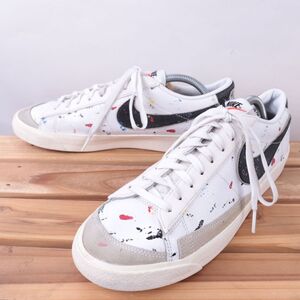 z6296 ナイキ ブレーザー ロー US10 28.0cm/白 ホワイト 黒 マルチカラー NIKE BLAZER LOW 77 SPLATTER ブレザー メンズ スニーカー 中古