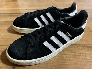 良品、レア! ADIDAS アディダス CAMPUS キャンパス 黒 ブラック/ホワイト 2017年製 22.5cm US4.5 オリジナル ビンテージ フランス ガゼル