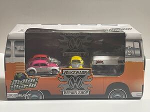 GREENLIGHT VOLKSWAGEN REPAIR SHOP SET VOLKSWAGEN BEETLE SAMBA BUS PANEL VANグリーンライト フォルクスワーゲン ビートル サンバ バス