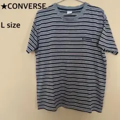 【CONVERSE】ボーダー半袖Tシャツ/グレー/薄手/トップス