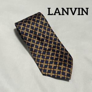 LANVIN ランバン　シルクネクタイ　フランス製　柄物　ビジネス　スーツ　小物　メンズ　中古　古着