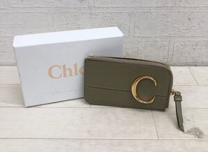 M2〓 箱付き Chloe クロエ コインケース レディース ライトカーキ 小銭入れ 財布 カード入れ有り小物