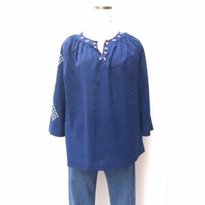 SALE! ヨーロッパ古着 チロリアンブラウス cotton 花刺繍 BLOUSE 七分袖 vintage 花柄　フラワー刺繍　エスニック ブラウス 古着 LV317