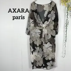 AXARA アザラパリ　チュニック　シースルー　花柄　茶　パリ　a626