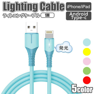 131 2点セット　充電ケーブル iphone android type-c 光る キラキラ ライト USBケーブル ライトニング iPad ケーブル アンドロイド USB