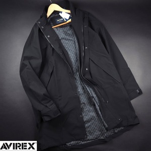 新品★AVIREX/アヴィレックス/【AVI-TEX】裏面総柄ミリタリーステンカラーコート2145/09黒/【2XL】￥29480