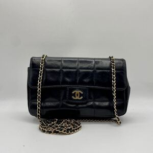 1円 ◎大人気◎ CHANEL シャネル チェーンショルダーバッグ 斜め掛け マトラッセ チョコバー ラムスキン ココマーク ブラック レディース