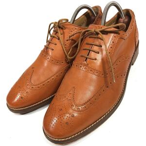 【コールハーン】本物 COLE HAAN 靴 24.5cm 茶 ビジネスシューズ 内羽根式 グランド GRAND 本革 レザー 男性用 メンズ 6 1/2