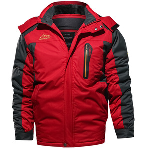 新入荷 アウトドアジャケット裏起毛厚手防風防寒登山服バイクウェア XLサイズ以上 赤