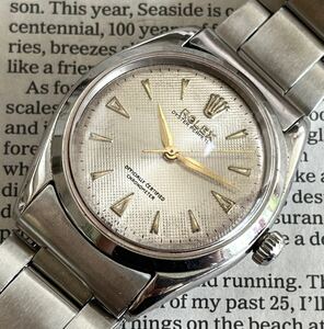 ROLEX OYSTER PERPETUAL 6564 Guilloche Dial Upright Logoロレックス オイスターパーペチュアル ギョーシェダイヤル バタフライローター