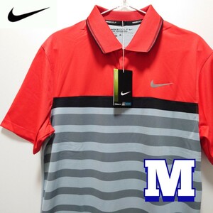 NIKEGOLFナイキゴルフ　半袖ポロシャツ　メンズM【新品未使用】赤レッド　ボーダー柄　おしゃれ