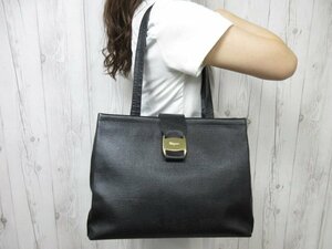 極美品 Ferragamo フェラガモ トートバッグ ショルダーバッグ バッグ リザード型押しレザー 黒 A4収納可 73450