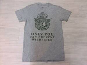 スモーキーベア SMOKEY BEAR Tシャツ ビンテージ USA 古着 企業物 グレー キャラクター アドバタイジング くま テディベア メンズ M L