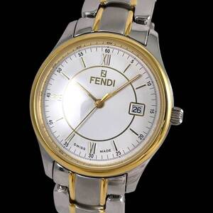 25A032　フェンディ　FENDI　210G　オロロジ　orologi　メンズ腕時計　動作品　クォーツ　デイト　3針　コンビカラー　ラウンド　１円～