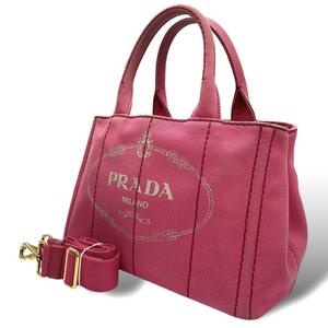 PRADA プラダ　カナパS　キャンバス　ピンク　2way ハンドバッグ　S8　三角ロゴ　ショルダー