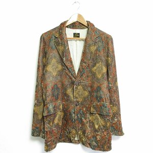 美品 18SS Needles ニードルス Reversed Lapel Jacket-R Poly Velvet Damask print ペイズリー柄 ベロアジャケット CH160 S マルチカラー