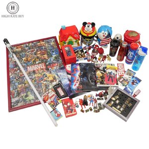 1円スタート MARVEL マーベル 等 グッズ 大量まとめ ピンバッジ フィギュア パズル パンフレット ステッカー おもちゃ ホビー コレクション