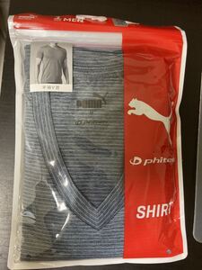 送安 即決 ブルー M プーマ ファイテン Phiten アクアチタン 半袖 シャツ Vネック Tシャツ インナー トレーニング ジム スポーツ