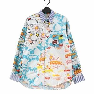 COMME des GARCONS SHIRT コムデギャルソン シャツ 19SS アメコミ 総柄 シャツ S　ブルー