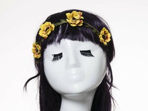 花冠 ヘアバンド フラワー 造花アクセサリー ウェディング イベント 撮影 コスプレなど TYPE.B#イエロー