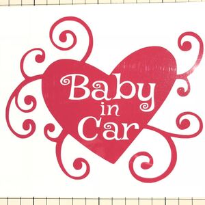 ステッカー Baby in Car ハート ピンク