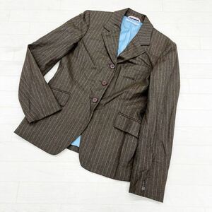 1305◎ PS Paul Smith ピーエス ポールスミス トップス テーラード ジャケット シングル ストライプ ブラウン レディース40