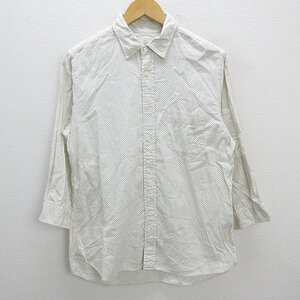 Z■日本製■ユナイテッドアローズ/UNITED ARROWS B&Yドット柄 7分袖丈シャツ■白【メンズL】MENS/細身28【中古】■