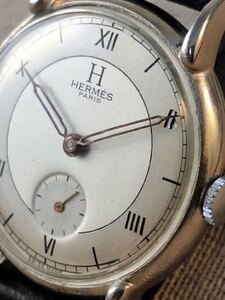 激レア！ ヴィンテージ HERMES エルメス パリ ワークウェル手巻き　 シルバーホワイト文字盤 ユニセックス腕時計 スイス製 中古品