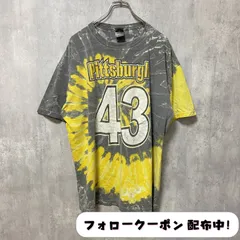 古着 used　半袖タイダイ柄プリントTシャツ　黄色　グレー　ビッグシルエット　オーバーサイズ