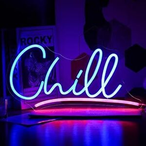 chillネオンサイン青 ピンク LEDライト ウォールサイン chill USB 調光可能ネオンライト 文字 ネオンサイン 壁装