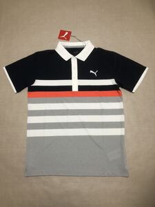 送料無料◆新品◆PUMA GOLF ボーダー柄 半袖ポロシャツ◆(S)◆531742-19◆プーマ ゴルフ