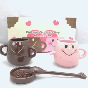 1円スタート 未使用品 友愛玩具 you&i ペアマグカップ ペアホットチョコマグ ピンク ブラウン カップル 【in063】　