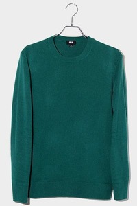 2022AW UNIQLO ユニクロ カシミヤ100％ クルーネック 長袖 セーター ニット M Green グリーン 351-450543 /◆ メンズ