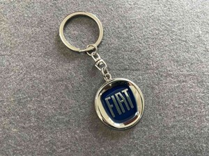 ★フィアット FIAT★ブルー★ キーホルダー 金属製 車のロゴ キーリング 高級感 車鍵アクセサリー