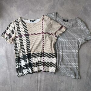 美品　バーバリーロンドン　Tシャツ2枚セット　ノバチェック　刺繍ロゴ BURBERRY　LONDON